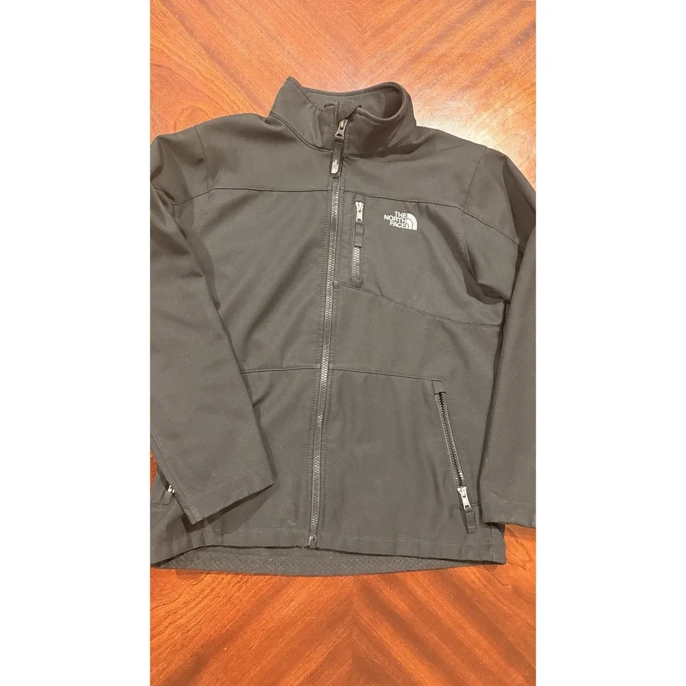 The North Face Apex Riser Jacket Youth M 10/12 Black Softshell Fleece Lined